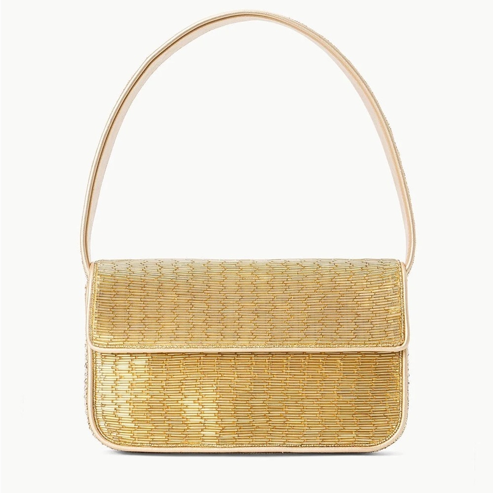 NWT Staud Tommy Beaded Bag Gold